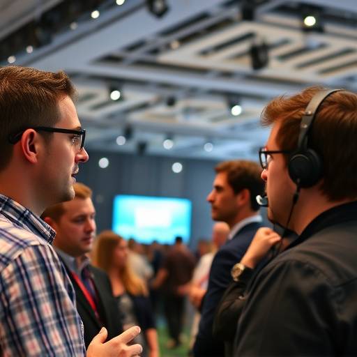 Event coverage of a tech conference, highlighting keynote speakers and networking sessions.